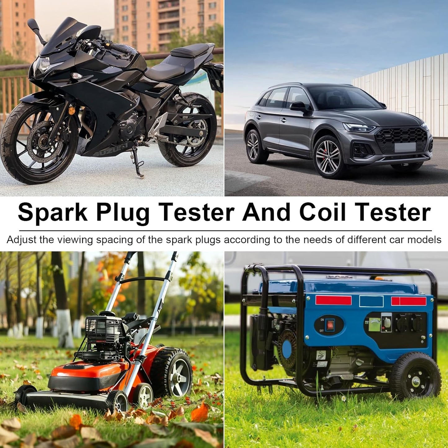 Spark Plug Tester, Adjustable Ignition Coil Tester System, Coil Pack Tester, Spark Testers Tool, Spark Checker, Autos Diagnostic Test Tool for Automotive, Small Engines, Lawnmowers