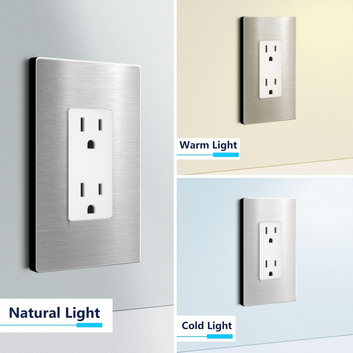 LIDER Decorator Metal Wall Plate, Temperature and Impact Resistant, 430 Stainless Steel, Screwless Cover, Modern Decoration Upgrade, Mid-Size 1-Gang 4.88" x 3.11", Stainless Steel, LSMWP-31M-SS