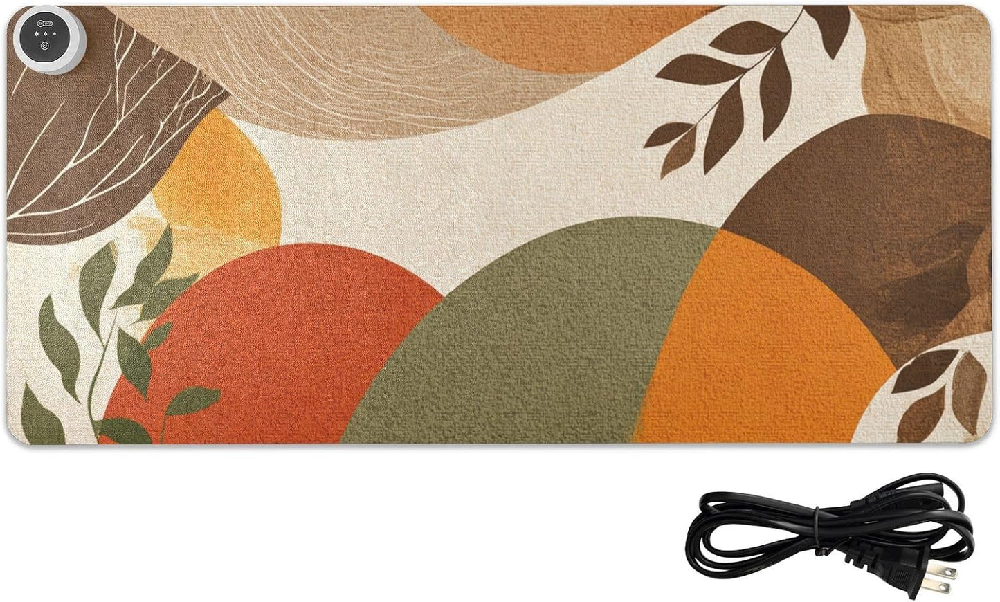 Heated Desk Pad Mouse Pad 31.5x13 Inch PU Leather Desk Mat with 3 Heat Levels Large Mouse Gaming Computer Laptop Mat Boho Brown Pattern