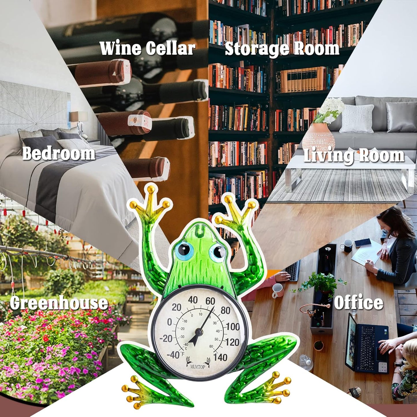 MUMTOP Outdoor Thermometers for Patio - Indoor Outdoor Thermometer, Frog Wall Thermometer Wireless for Garden Home Decor