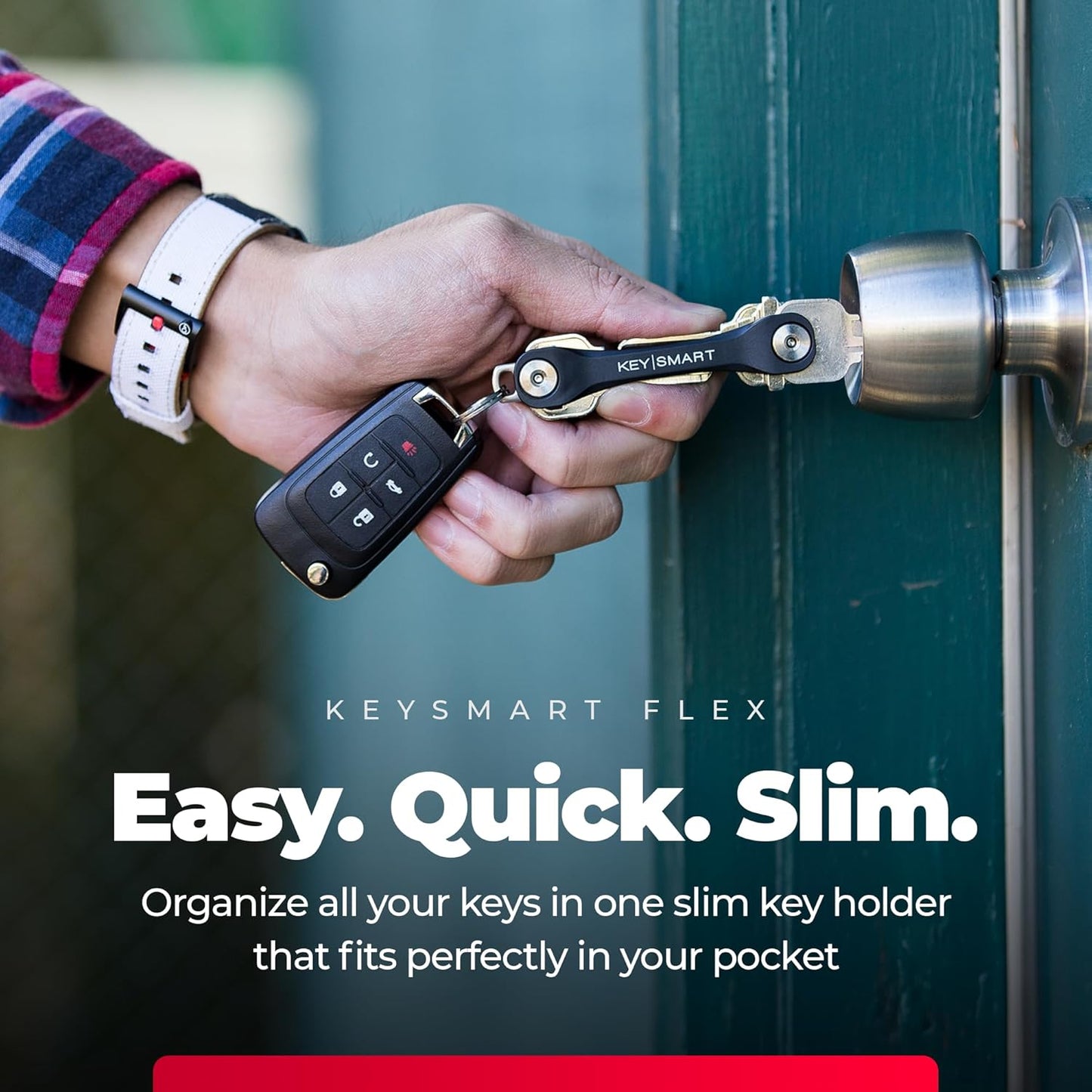 KEYSMART Key Holder for Keychain - Compact Key Organizer for Key Chain, Minimalist Clutter-Free EDC Keychains Key Ring, Black 2-Pack, 8 Keys