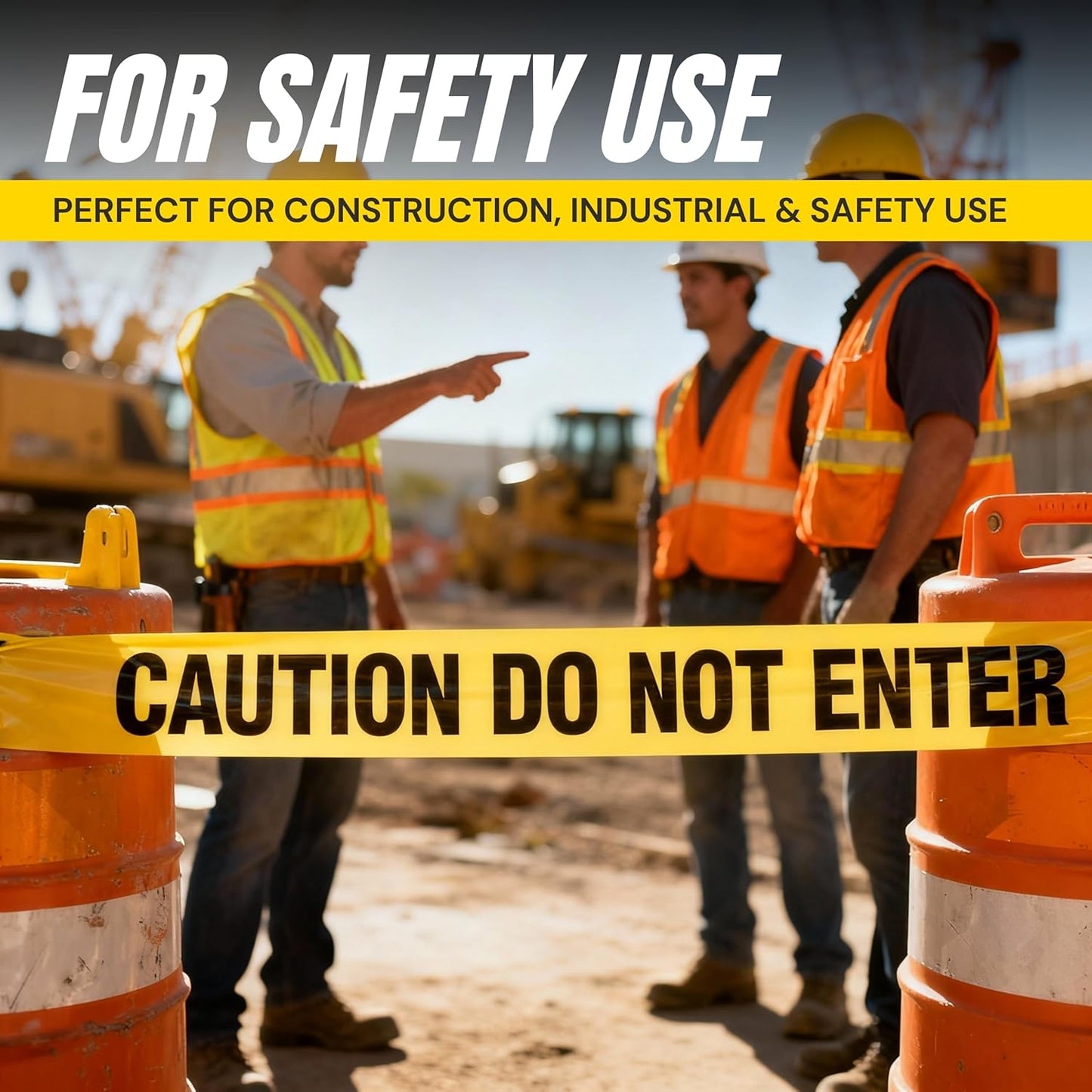 Caution Do Not Enter Tape 2 Pack 3 inch X 1000 feet • Bright Yellow with a Bold Black Print • 3 in. Wide for Maximum Readability • Tear Resistant Design