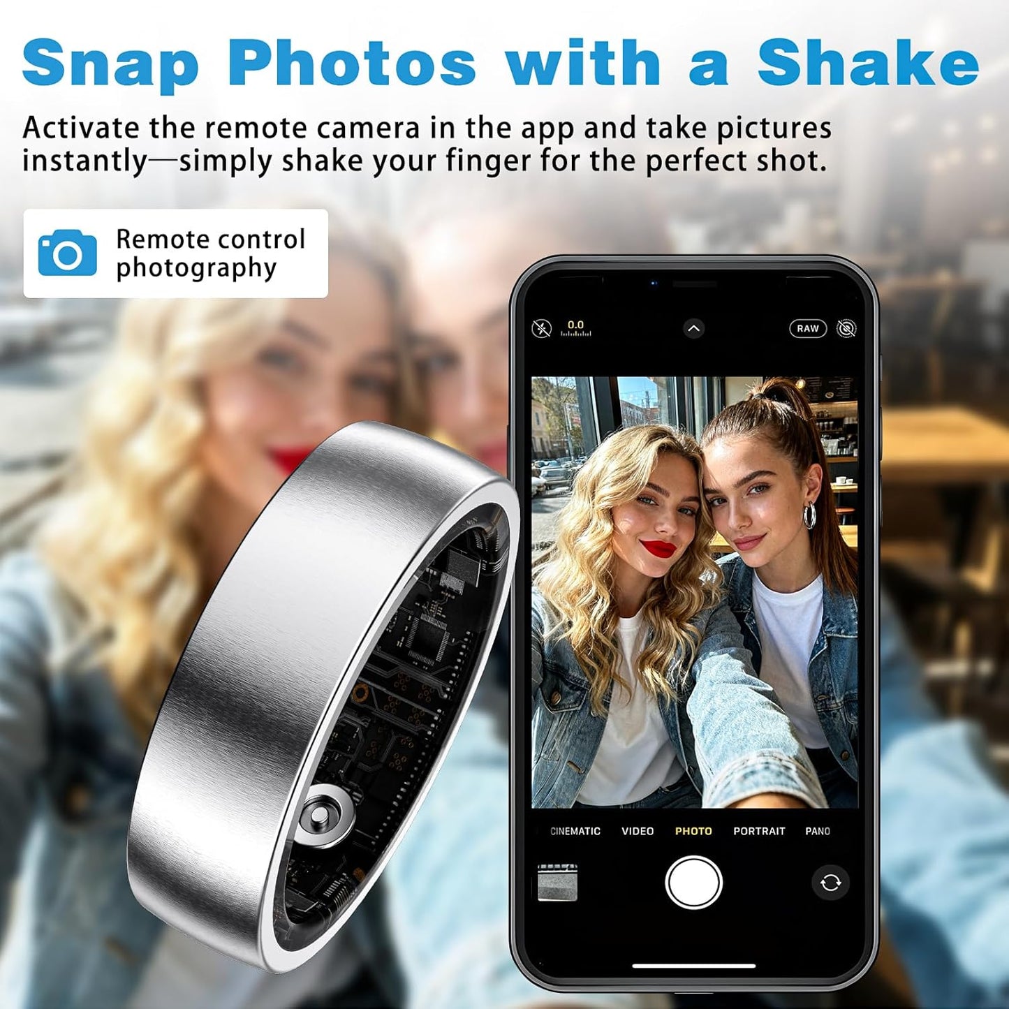 Smart Ring Fitness Tracker for Women - Health Heart Rate Ring with Sleep Monitoring, SpO2 Tracking, No Subscription Fee, Family Care (Silver 9)