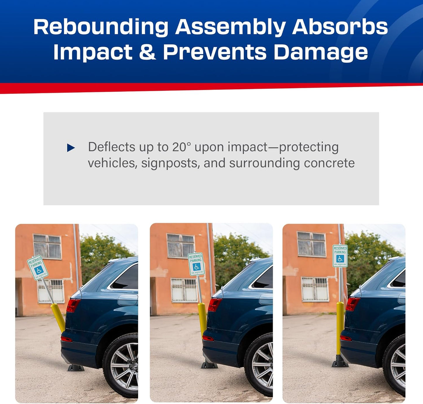 Impact Recovery - SlowStop Rebounding Bollard Sign Post - Handicap Parking Sign - Bollard Post - Made in the USA - 78” Van Accessible Signage
