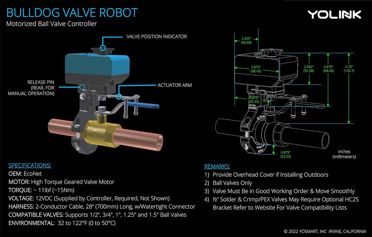 Wireless Valve Controller & Bulldog Valve Robot Automatic Water Leak Detection & Shut-Off Kit HUB Included