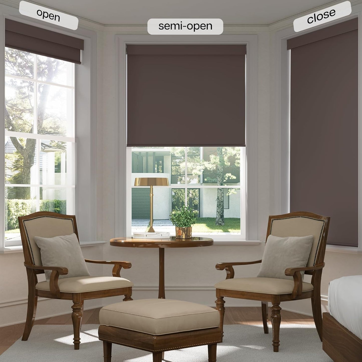 LazBlinds No Drill Blinds for Indoor Windows, Blackout Roller Shades, Cordless Window Blackout Blinds, Thermal Insulated Fabric UV Protection for Home and Office, 39" W x 72" H, Dark Coffee