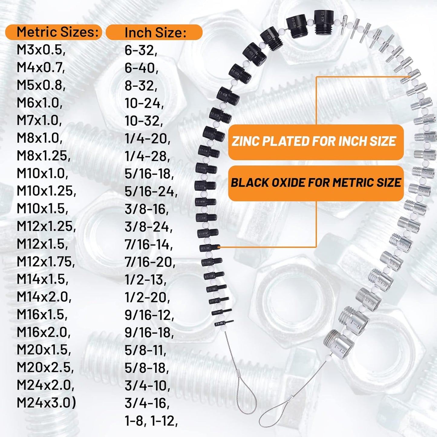 Nut and Bolt Thread Checker – High Speed Steel Thread Checker Standard and Metric – Complete SAE Male Female Gauge – Accurate Measurements