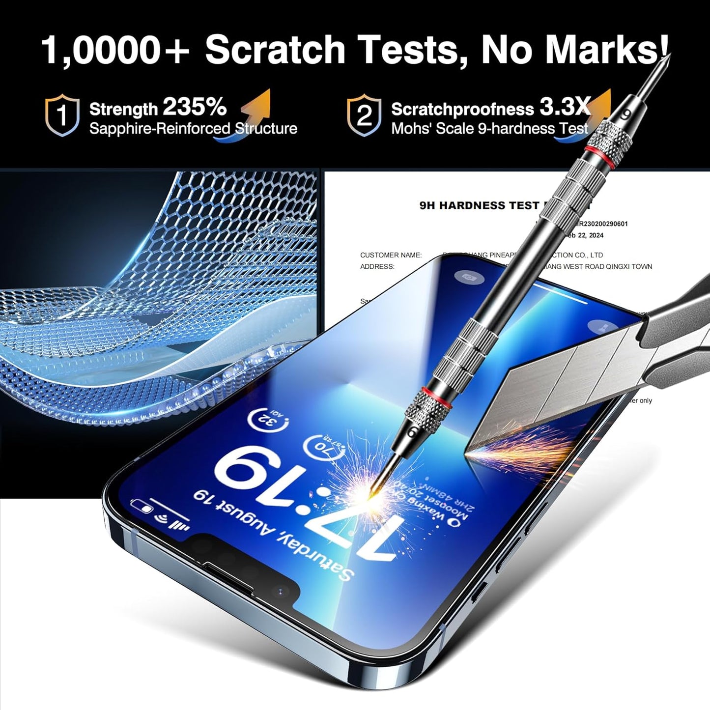 EZ-GLAZ- 4 Pack for iPhone 13 Pro Max Screen Protector [6.7"] With 2 Pack Camera Lens Protector, 9H+ Hardness 12FT Military Grade Shatterproof Scratch Resistant Durable Tempered Glass Film with Flawless Fit Kit, HD Clear