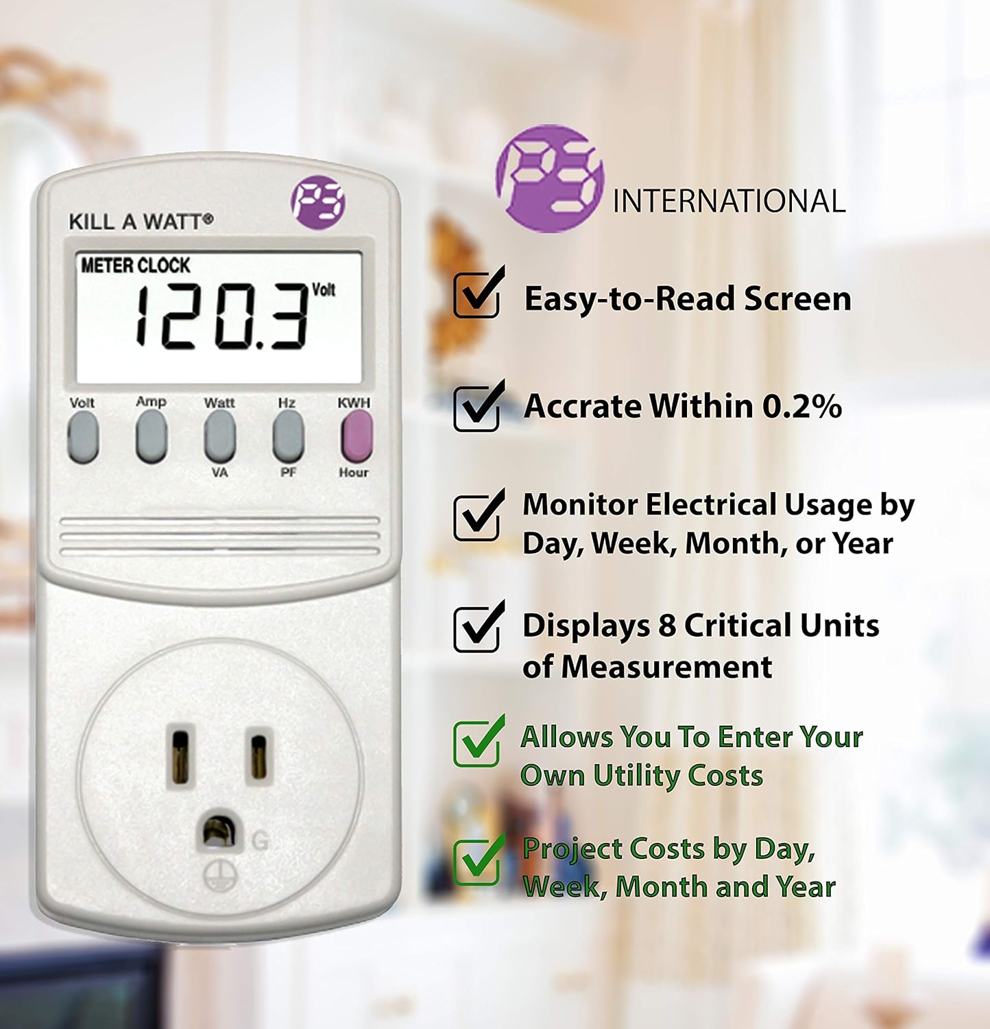 P3 International P4460 Kill A Watt EZ Electricity Usage Monitor, grey (10-Pack)