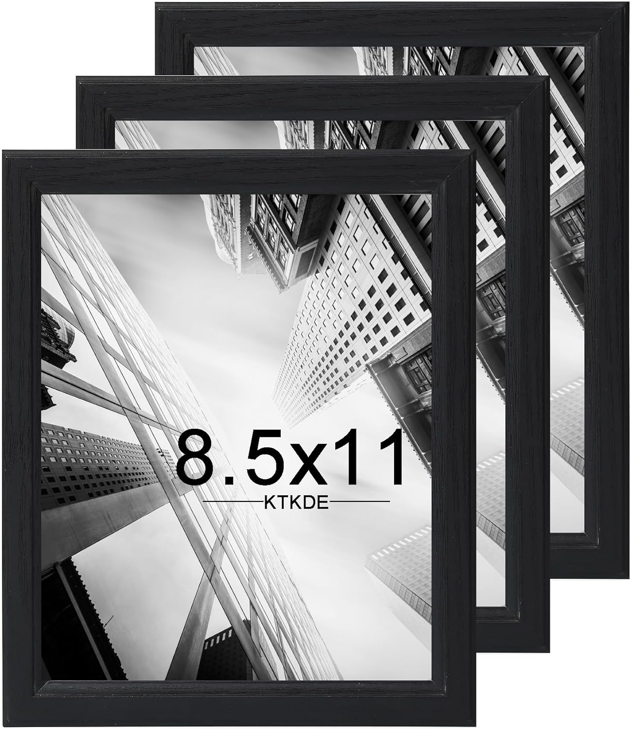 KTKDE 8.5x11 Picture Frame Set of 3,Certificate Frame Black with Clear Plexiglass, 8.5 by 11 Picture Diploma Document Degree Frames for Wall and Tabletop,best gift