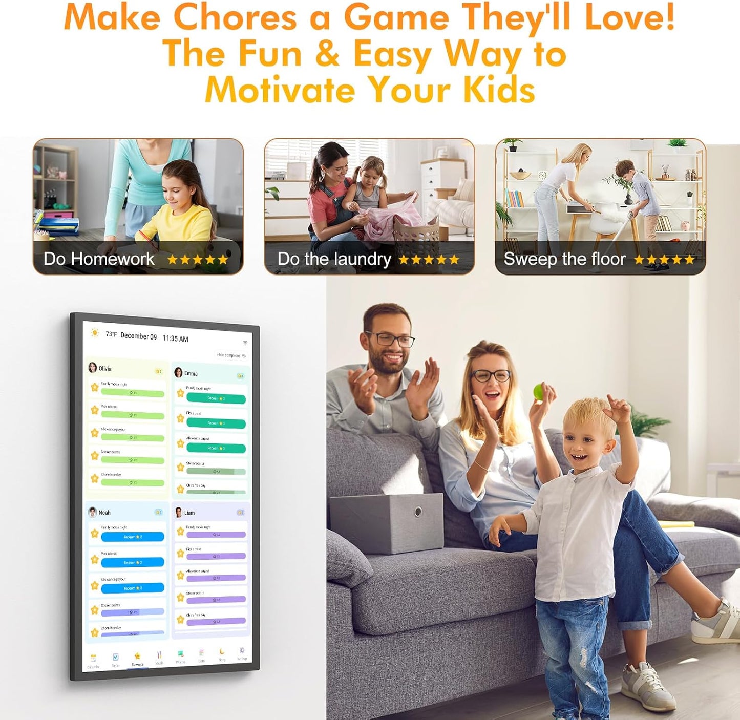 32" Smart Digital Frame Calendar-for-Family-Planner - Electronic Calendar for Business Chore Chart, Touchscreen Display for Family Schedules, Auto-Sync Google iCloud Outlook Calendars for Mom Dad