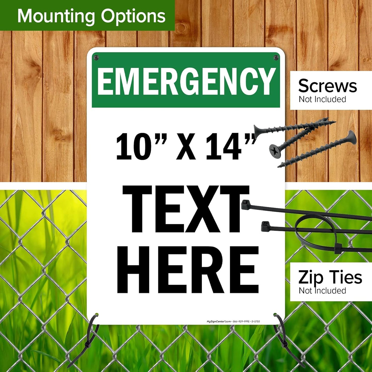 Custom Emergency Sign, OSHA Sign, 10x14 Inches, Rust Free .040 Aluminum, Fade Resistant, Made in USA by My Sign Center