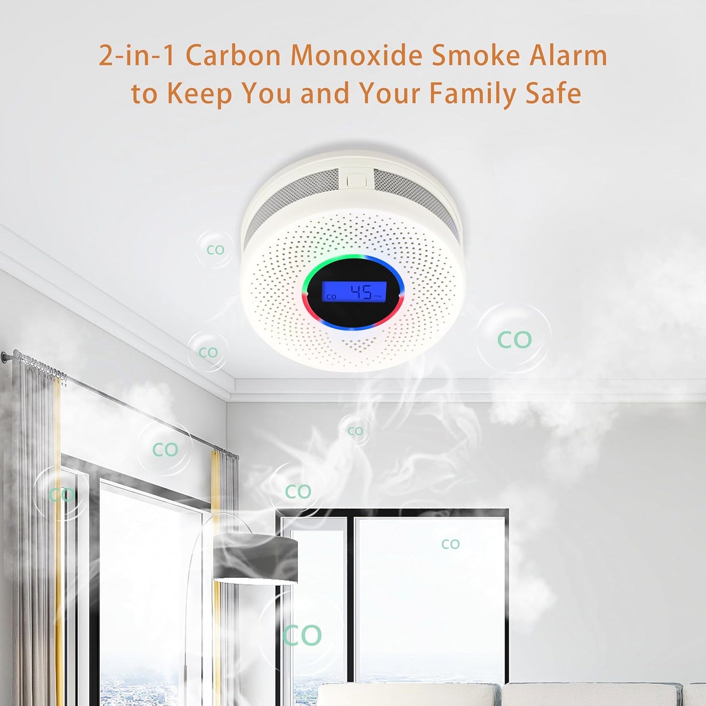 2Pack Upgraded Interlinked Smoke Carbon Monoxide Detector, Battery Powered&Wireless Interconnected Smoke and CO Alarm, Transmission Range of Over 820 ft (Includes Battery)