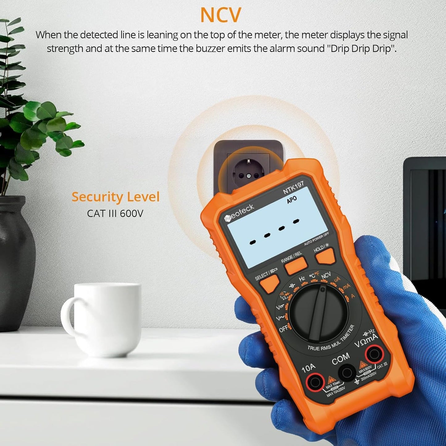 Neoteck 2000 Counts Digital Multimeter Voltmeter Tester with NCV, LCD for AC/DC Voltage&Current, Resistance, Capacitance, Live Wire, Frequency, Temperature, Duty Cycle, Continuity, Diode Measuring
