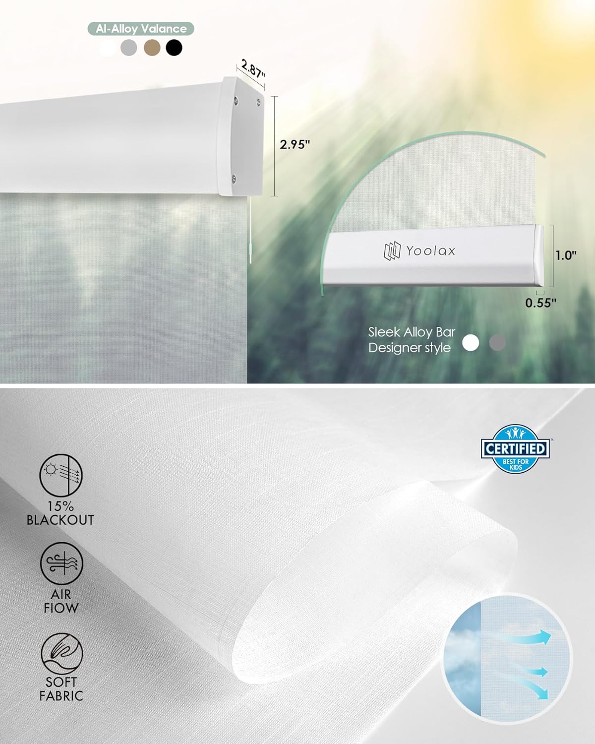 Yoolax Motorized Blinds with Remote, Light Filtering Smart Blinds Compatible with Alexa Google Home, Automatic Shades for Windows Living Room, Custom Size (15% Blackout V- Haze White)