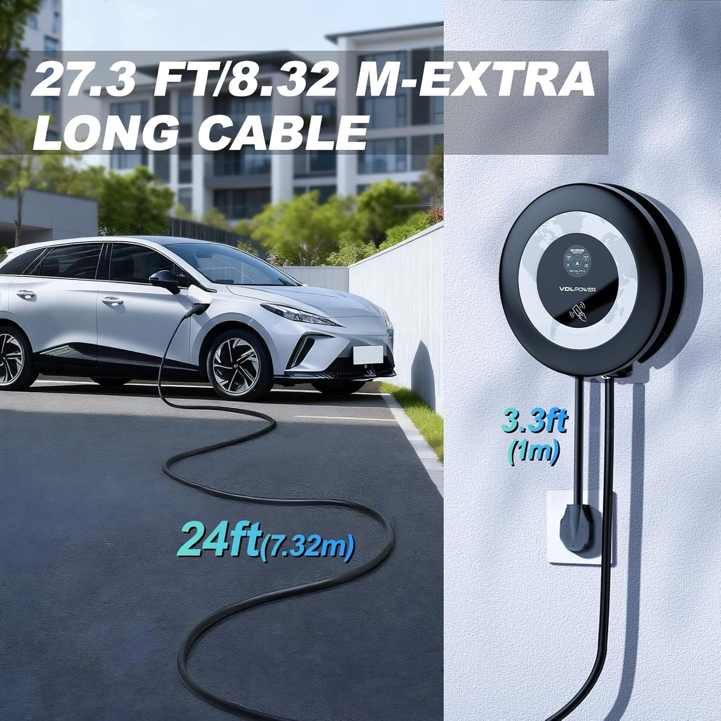 Level 2 EV Charger, 11.5KW /50A Fast Wall Home Charging Station, 27.3ft Charging Cable with Smart App (WiFi), 240V EV Charger with NEMA 14-50, EVSE J1172 Connector for Electric Car EC51B
