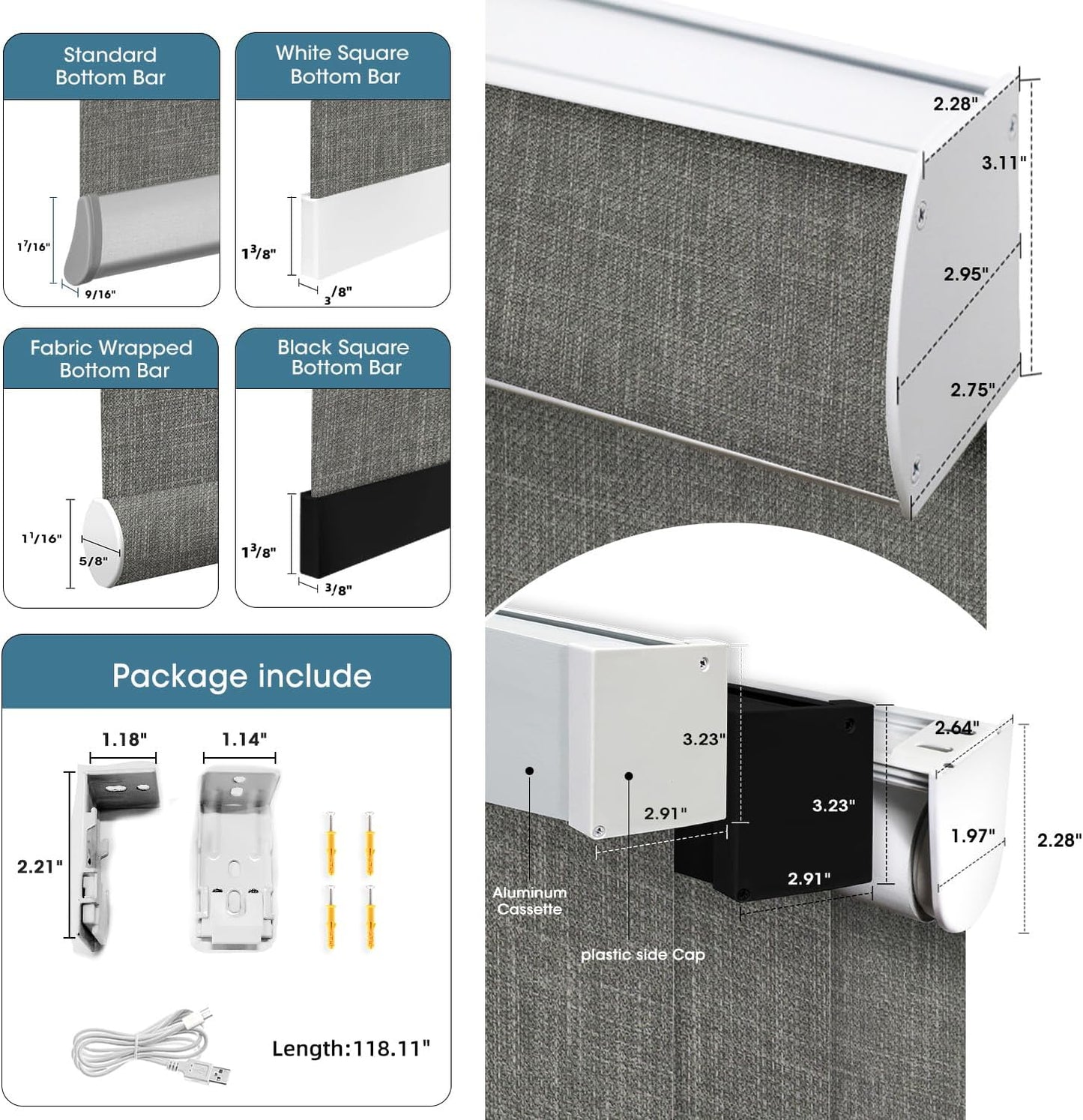 SmartWings Motorized 100% Blackout Shades Blinds, Custom Size, Cordless Window Shades with Rechargeable Battery, Work with Matter/Apple HomeKit, Alexa, Thread/Zigbee, Remote Optional, Vigor Dove
