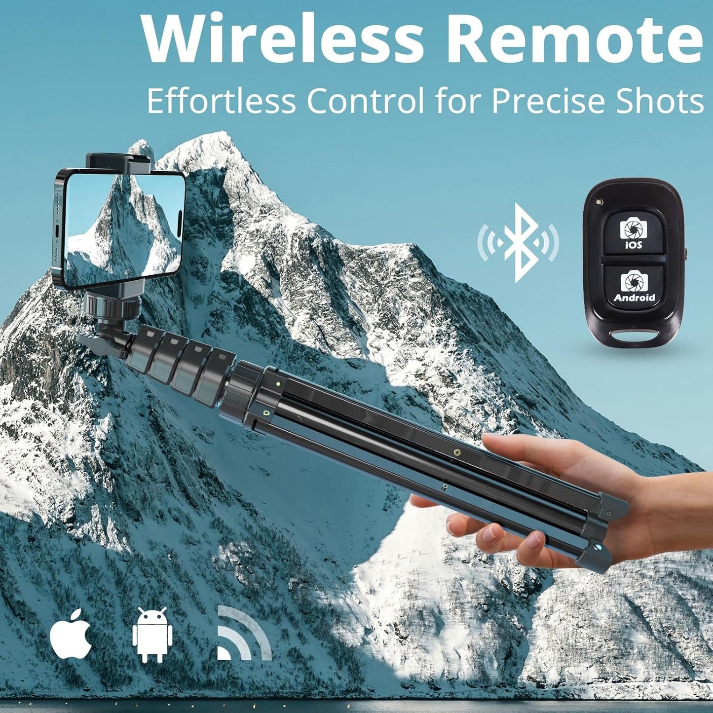 UBeesize 62" Phone Tripod & Selfie Stick, Camera Tripods Stand with Wireless Remote and Phone Holder,Compatible with iPhone Android Phone, Perfect for Selfies/Video Recording/Live Streaming Black