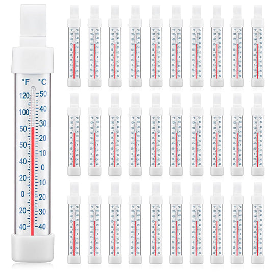30 Pack Refrigerator Freezer Thermometer, Long Strip Hanging Standing Analog Thermometer with Fahrenheit Celsius for Kitchen Fridge Freezer Cooler (-40 to 122°f/-40 to 50°c)