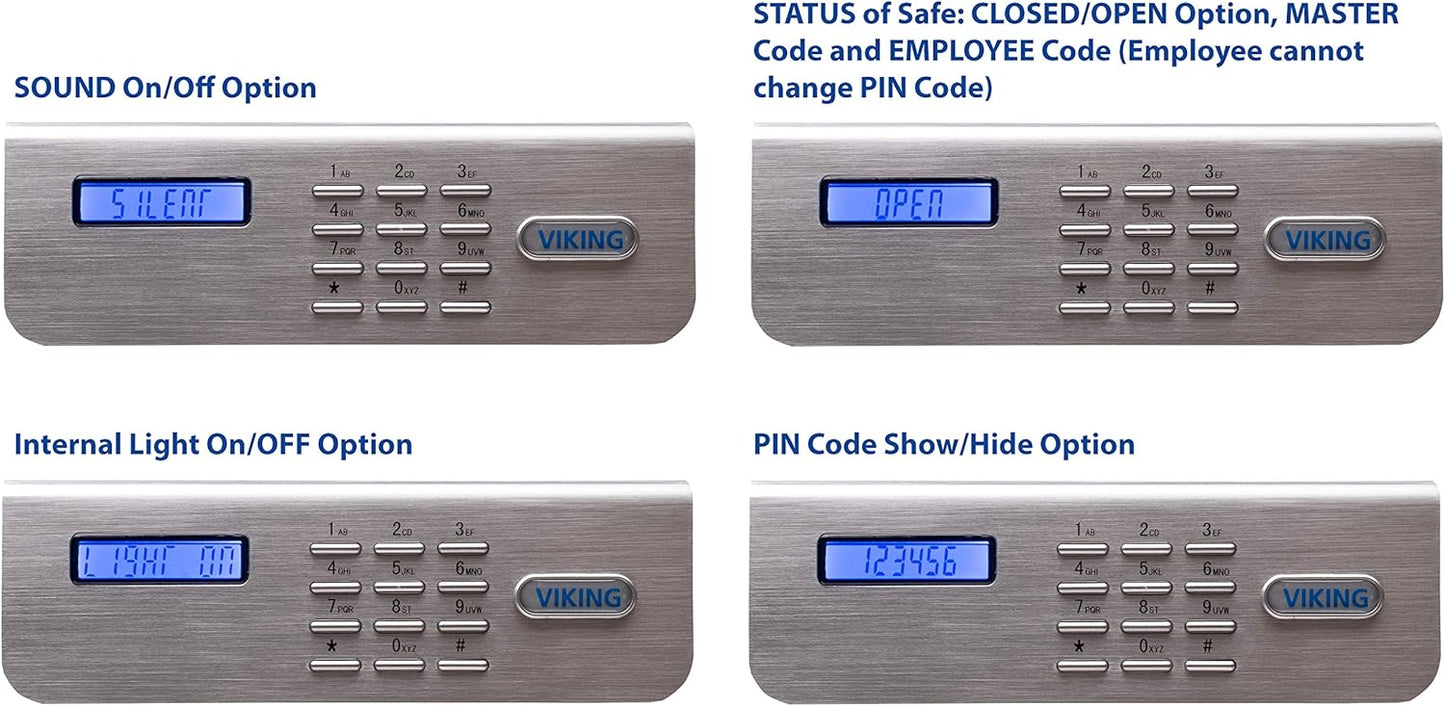 Viking Security Safe VS-48DS Heavy Duty Depository Safe with Drop Slot – Large Digital Keypad Box for Cash, Documents & Valuables – Anti-Fish Design, Motorized Lock, LED Light – For Business Use