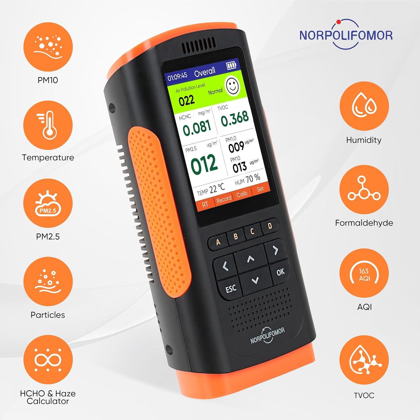 Indoor Air Quality Monitor,AQI Meter for PM2.5 VOC,Air Quality Tester for Formaldehyde,Air Quality Detector Meters for Home,School,Office
