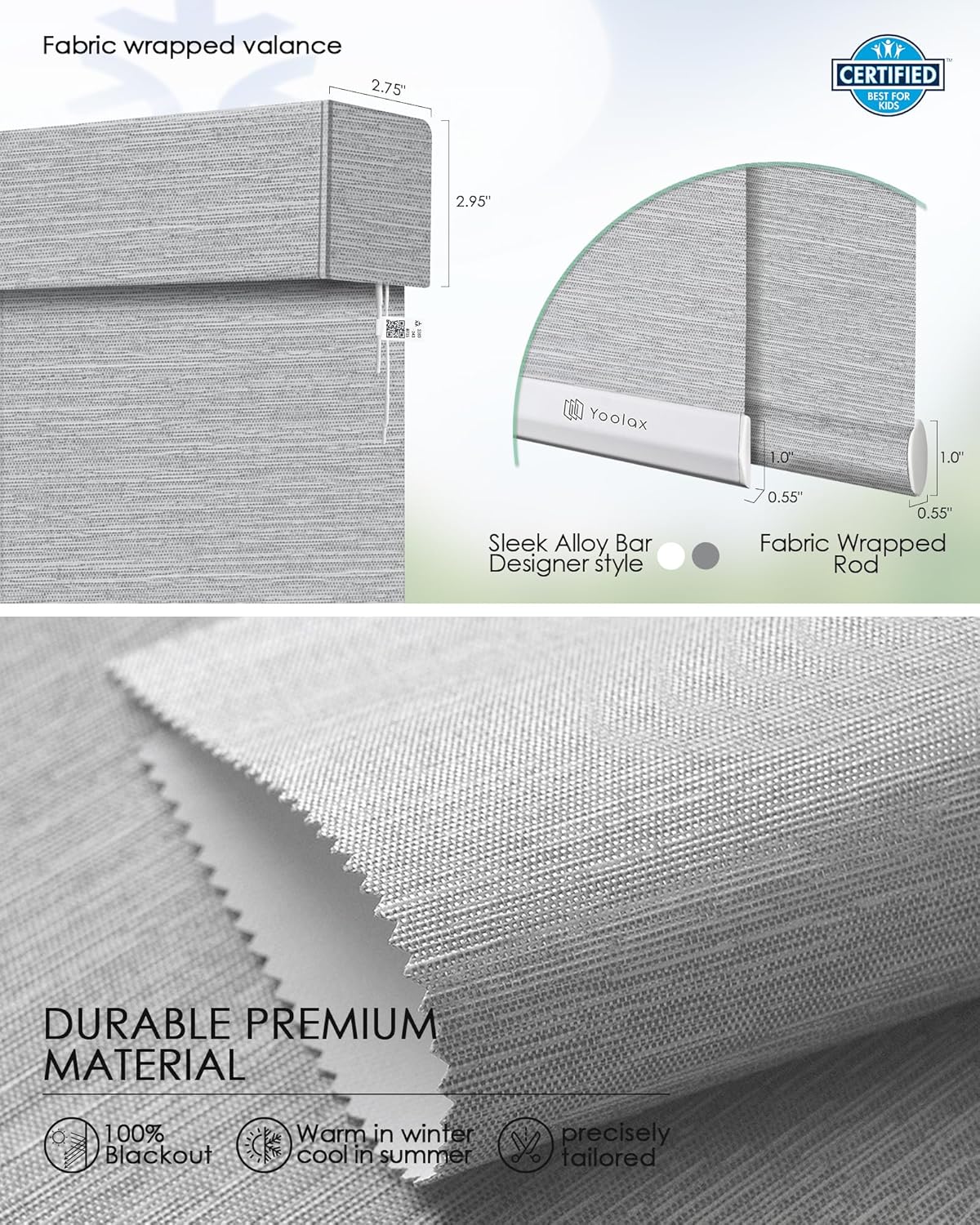 Yoolax Smart Blinds, Motorized Matter Roller Shades Blackout Automatic Blinds for Windows Motorized Shades Compatible with Alexa, Google Home, Homekit(Blackout Foggy Grey)