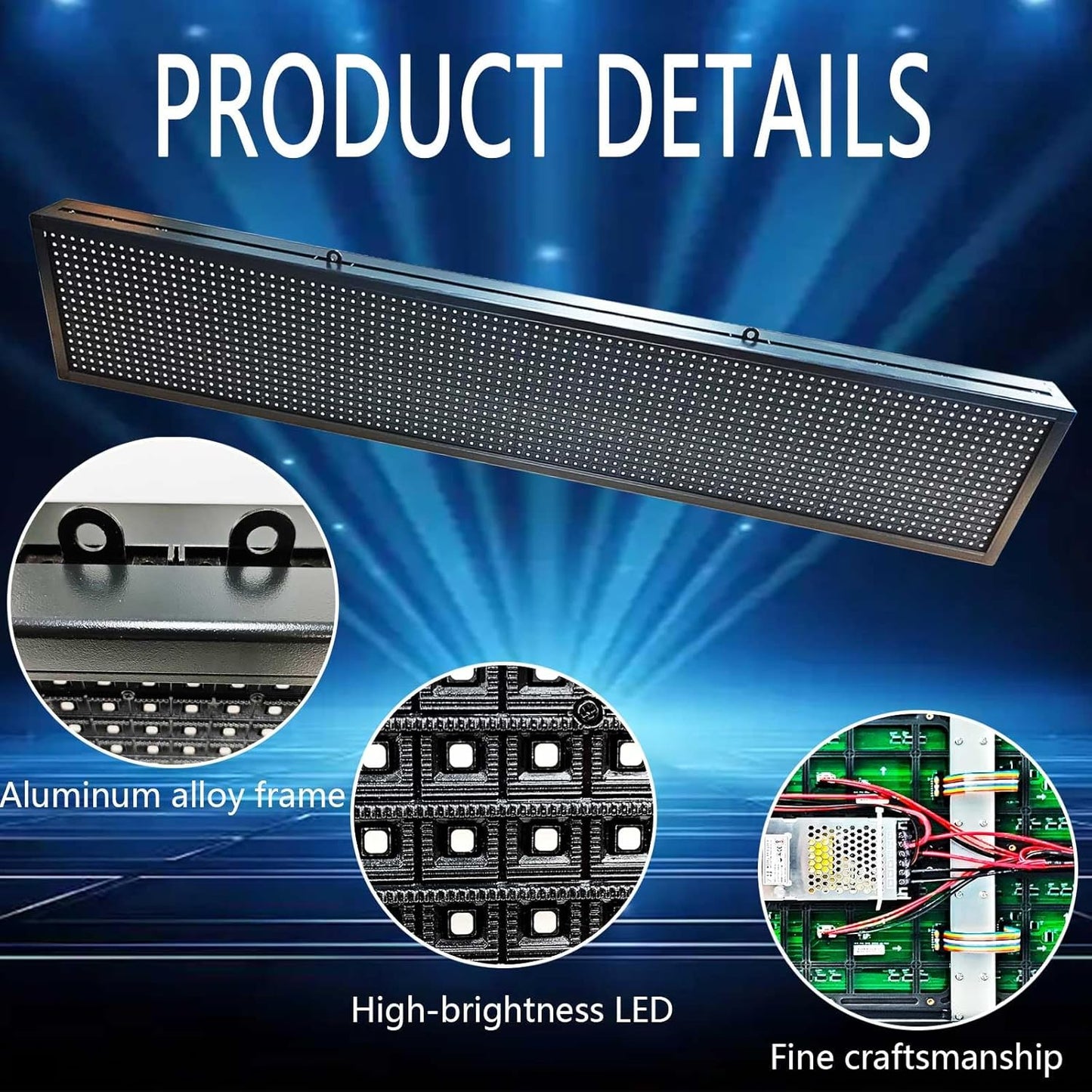 HS Programmable Scrolling led sign, High Brightness Full Color Outdoor Waterproof, Digital Display Board for Advertising Store Business Window Restaurant P10 (39''x8'')