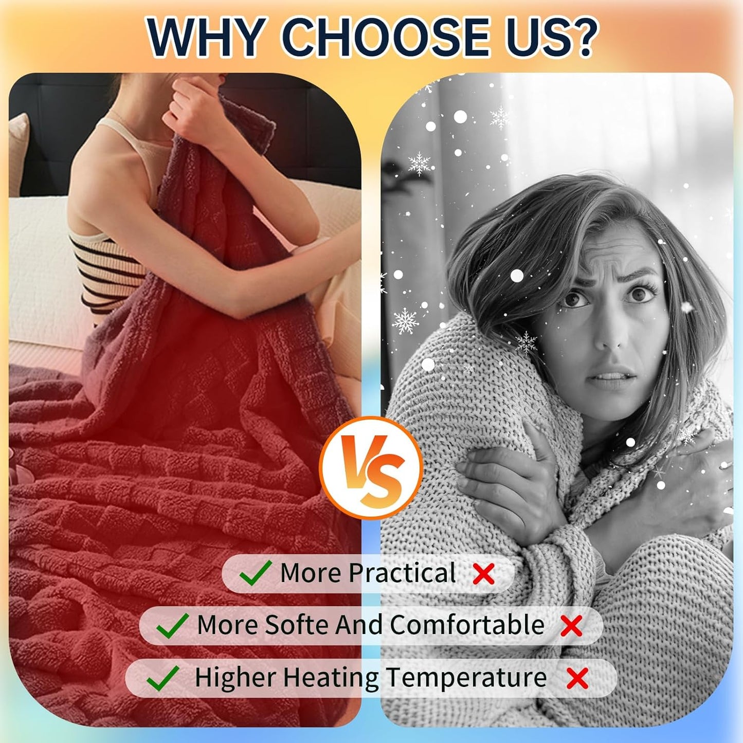 Electric Heated Blanket Throw - 50"x60" Heating Blanket Throw House Warming Gifts New Home, Ultra Soft Warm Flannel Sherpa Fast Heat,8 Heat Level 10 Hours Auto-Off ETL Certified