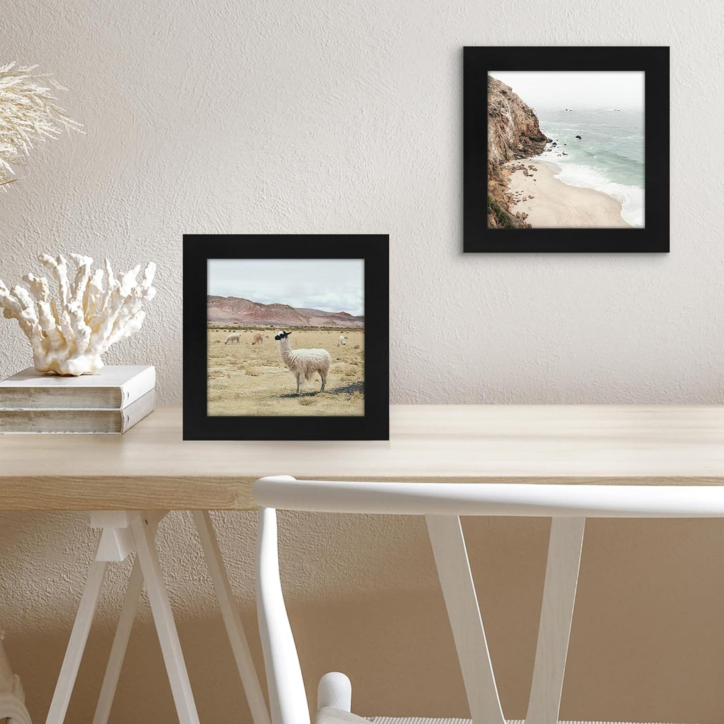 Americanflat 6x6 Picture Frame with Shatter-Resistant Glass - Signature Collection - Gallery Style Frames Made of Engineered Wood - Square Frame for Tabletop and Wall Display - Black
