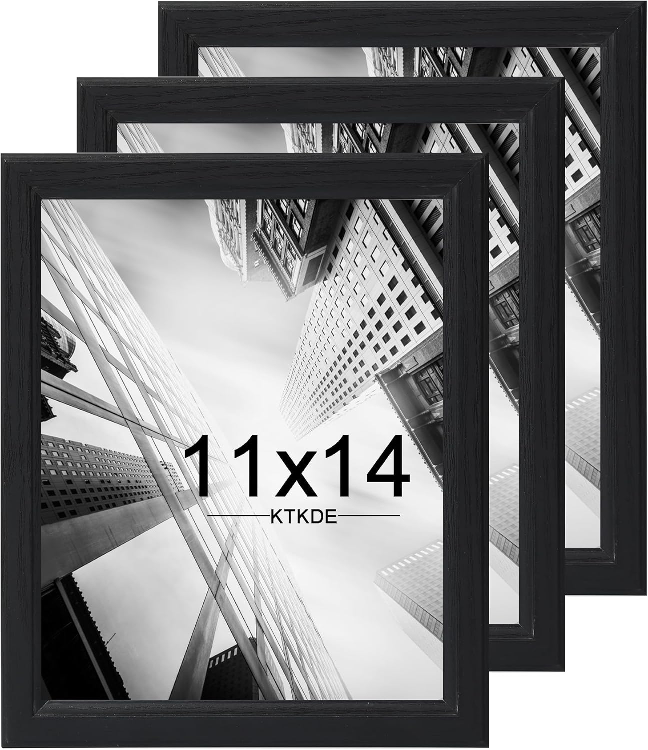 KTKDE 11x14 Picture Frame Set of 3,Black Wooden frames, Vertical & Horizontal Wall Hanging for Wall Display,Studio Gallery Photo Frame for Photos, Posters & Art Prints