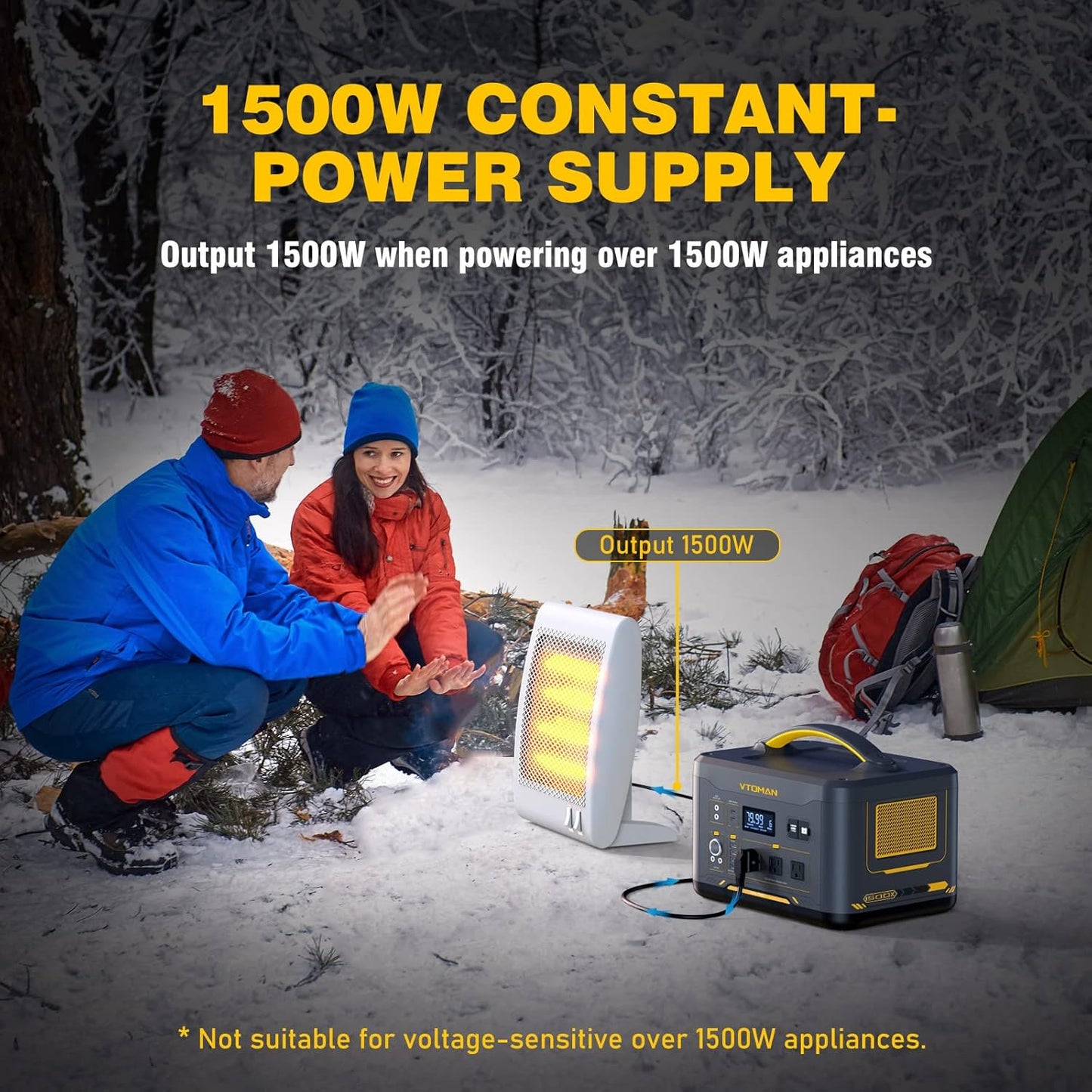 VTOMAN 2376Wh Portable Power Station, Jump 1500X Solar Generator with Extra Battery, 3000W Peak Durable LiFePO4 (LFP) Battery Station with 1500W AC Outlets, PD 100W for Home Backup & RV/Van Camping