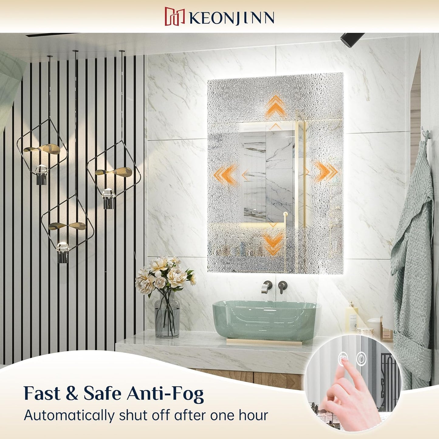 Keonjinn LED Backlit Mirror 84” x 32” Oversized Lighted Bathroom Mirror with UL Listed LED Driver, Large Stepless Dimmable Wall Mirror, Tempered Glass, CRI90+ Anti Fog Vanity Mirror with Backlights