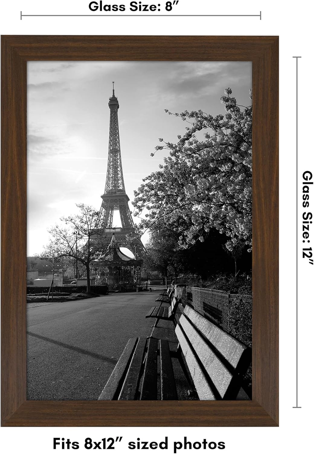 Americanflat 8x12 Picture Frame with Shatter-Resistant Glass - Signature Collection - Gallery-Style Frames Made of Engineered Wood - Photo Frame for Tabletop and Wall Display - Walnut
