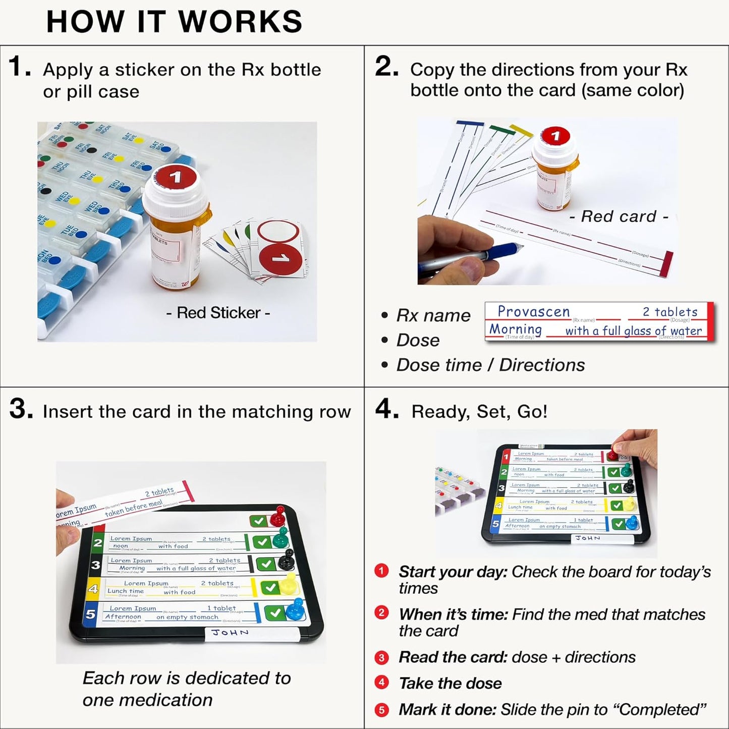 Medication Tracker for Seniors – Daily Pill Reminder Board with Color-Coded Cards – Easy-to-Read Visual Organizer, Pill Organizer Alternative for Dementia & Alzheimer’s Care
