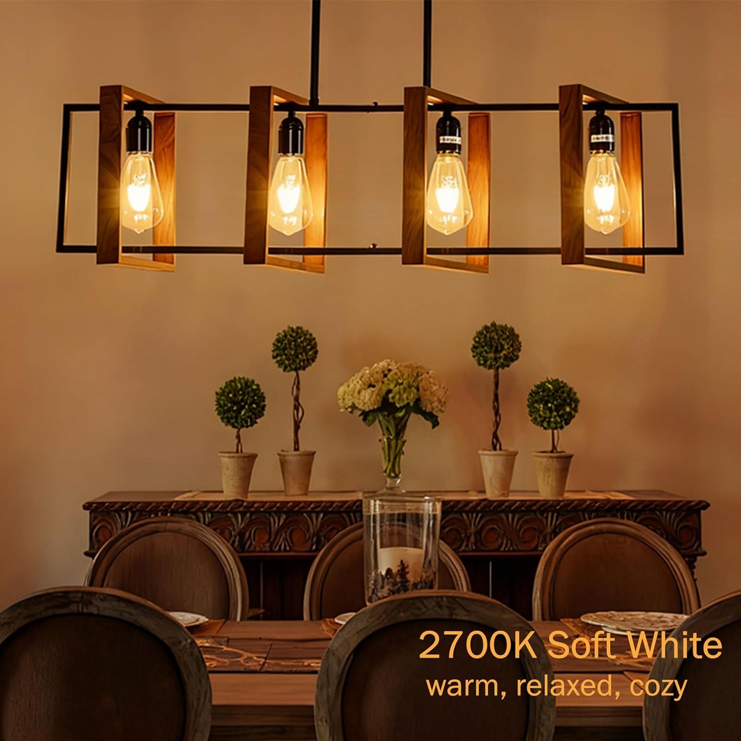 Edison Bulbs E26 Medium Base 2700K Soft White, 750LM ST58 Vintage LED Filament Bulb Clear Glass, Equivalent 75W Dimmable Lights Bulb 90+ CRI for Chandeliers, Pendants, Wall Sconces, 9 Pack