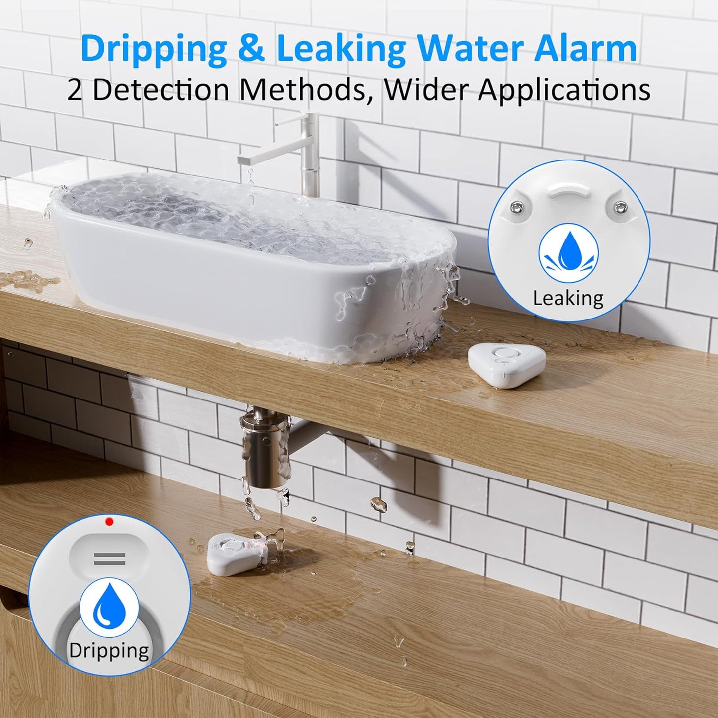 Stechro 3 Pack Water Leak Detector, 120dB Water Sensor Alarm, Water Leakage Detection Device for Home Basements Bathroom Kitchen Toilet Laundry