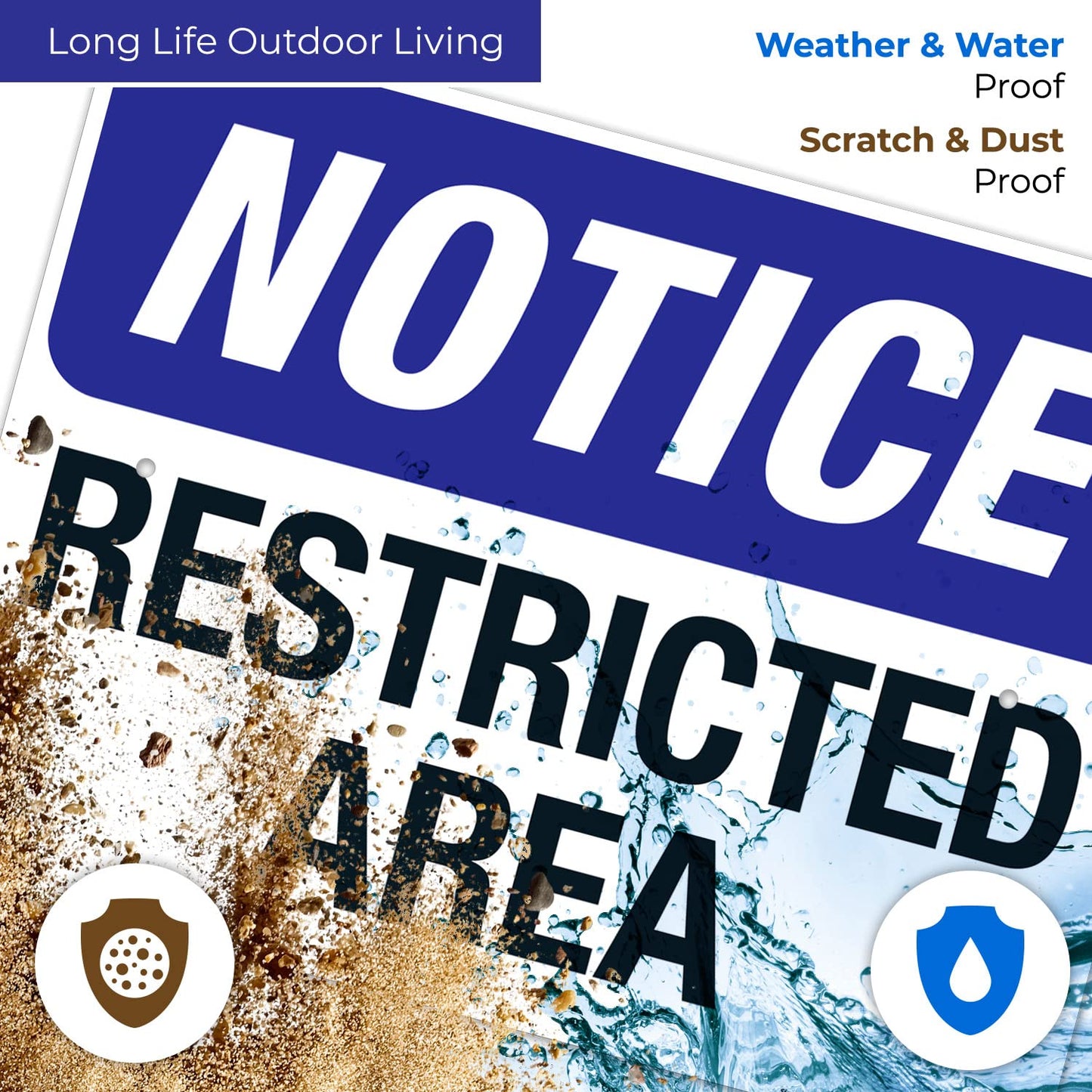 Notice Restricted Area Sign, 18x24 Inches, Rust Free .063 Aluminum, Fade Resistant, Made in USA