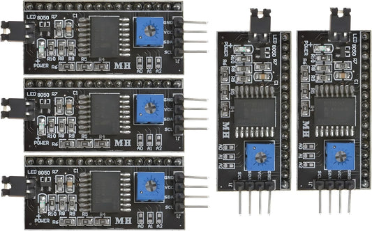 5Pcs PCF8574T I2C IIC Expansion Board Converter Module, Support LCD1602 LCD2004 Blue Backlight LCD Display Adapter Plate, with Integrated Circuits, for Arduino Robot UNO R3 MEGA DIY