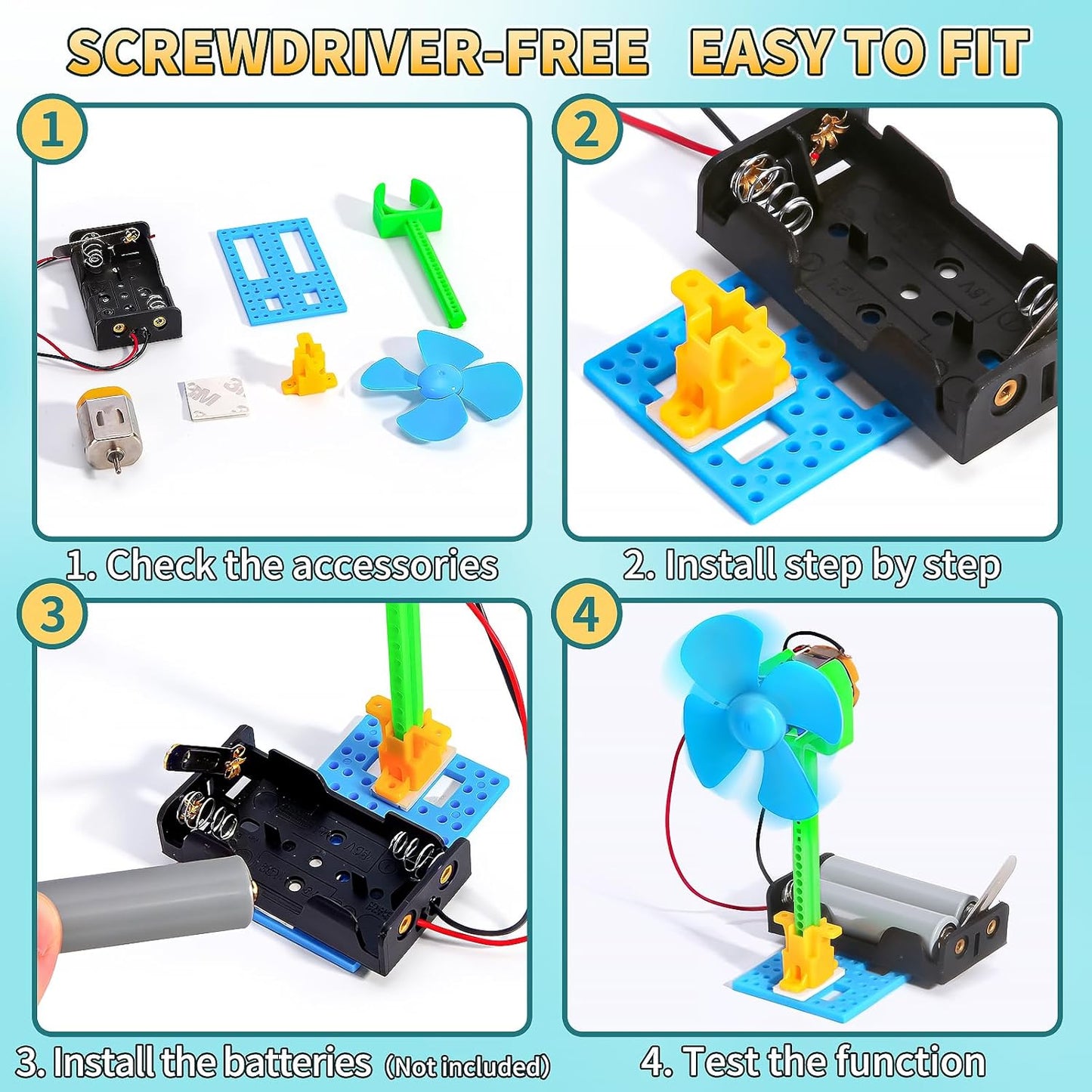 Bulk STEM Kits - 8 Set Electrical Fans, Girls Boys Crafts Science Kits for Kids Age 8-12, STEM Toys for Boys 8-10 8 10 12 13 Classroom, Engineering Activities Experiments Projects Circuit