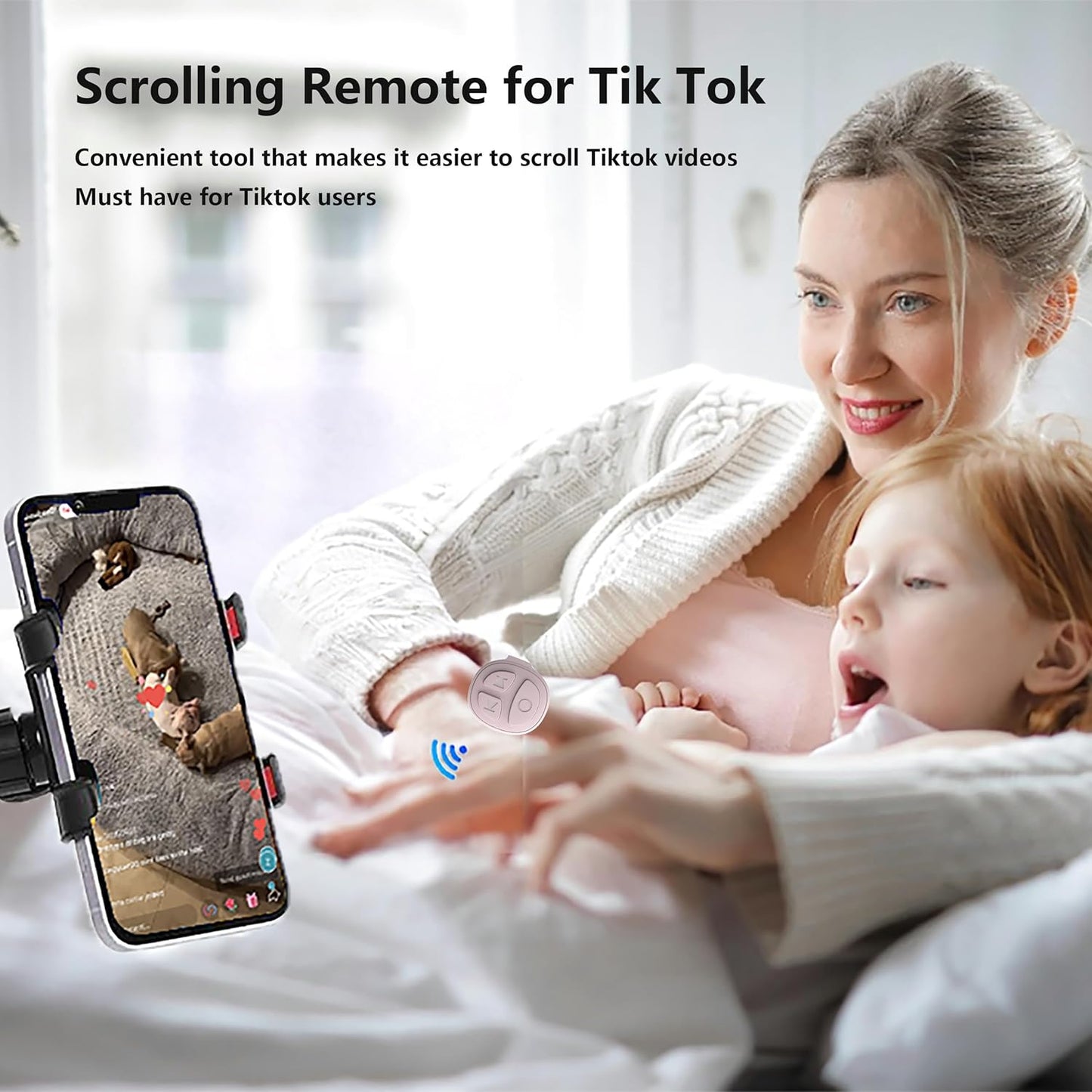 TikTok Scrolling Ring Bluetooth Camera Remote Control Page Turner for iPhone iPad Android Ebook Reading Scrolling Ring for iPhone TikTok (Pink Single Ring)