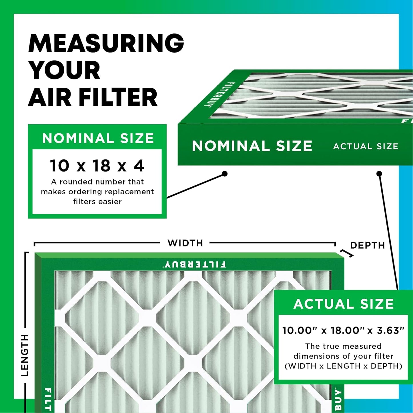 Filterbuy 10x18x4 Air Filter MERV 13 Optimal Smoke & Allergy Defense (12-Pack), Electrostatic Pleated HVAC AC Furnace Filters Replacement, Made in USA (Actual Size: 10.00 x 18.00 x 3.63)