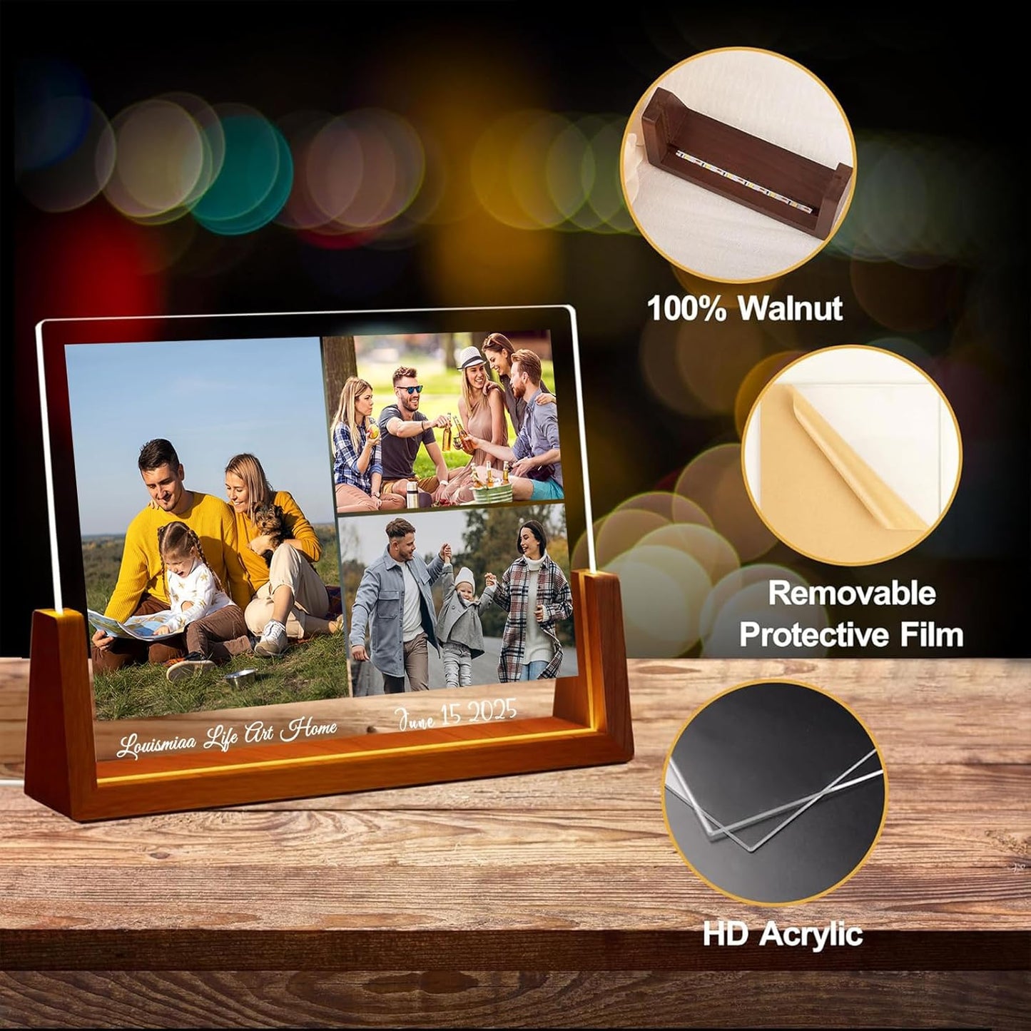 LOUISMIAA Customized Picture Frames with Night Light,Decorative Plaque Anniversary Birthday Mother’s Day Father’s Day Valentine’s Personalized Gifts for Boyfriend Girlfriend Couple Wife Women Same Day Shipping