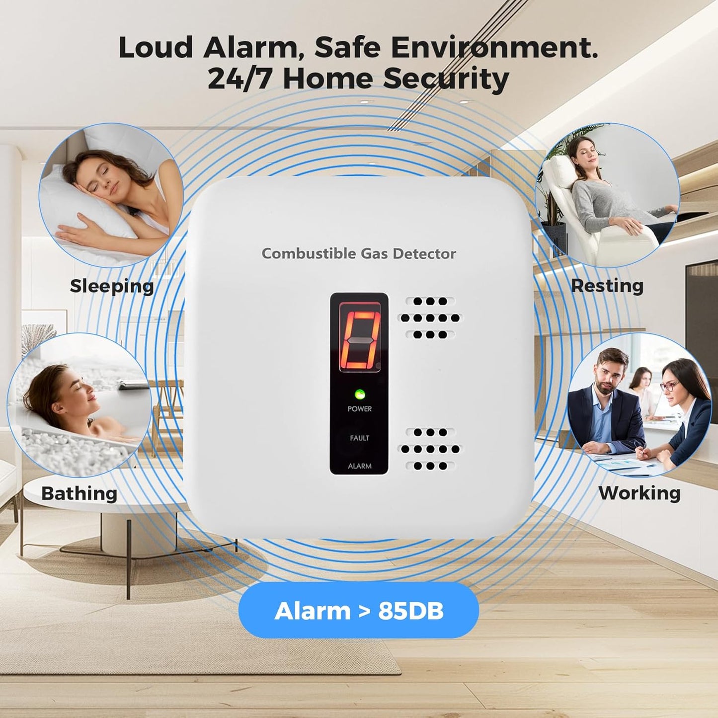 Gas Leak Detector for Natural Gas, Propane, Methane, Butane & LPG – Plug-in Digital Alarm with Real-Time Concentration Display – Ideal for Kitchen, Home, Apartment & RV Safety