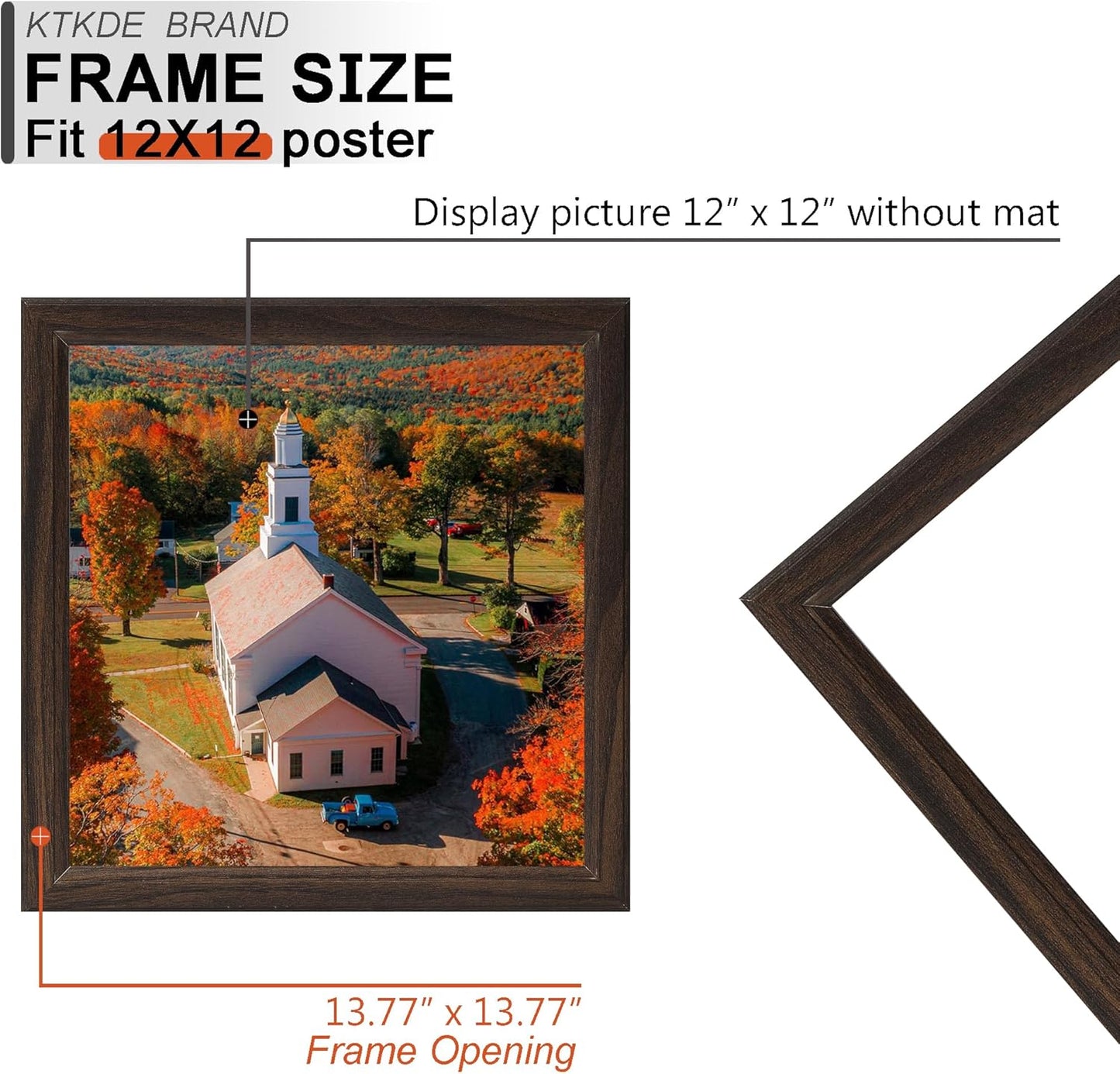KTKDE 12x12 Picture Frame Set of 3, Walnut Wooden frames, Wall Hanging Display, Best Square Photo Frame Studio Gallery for Photos, Posters & Art Prints
