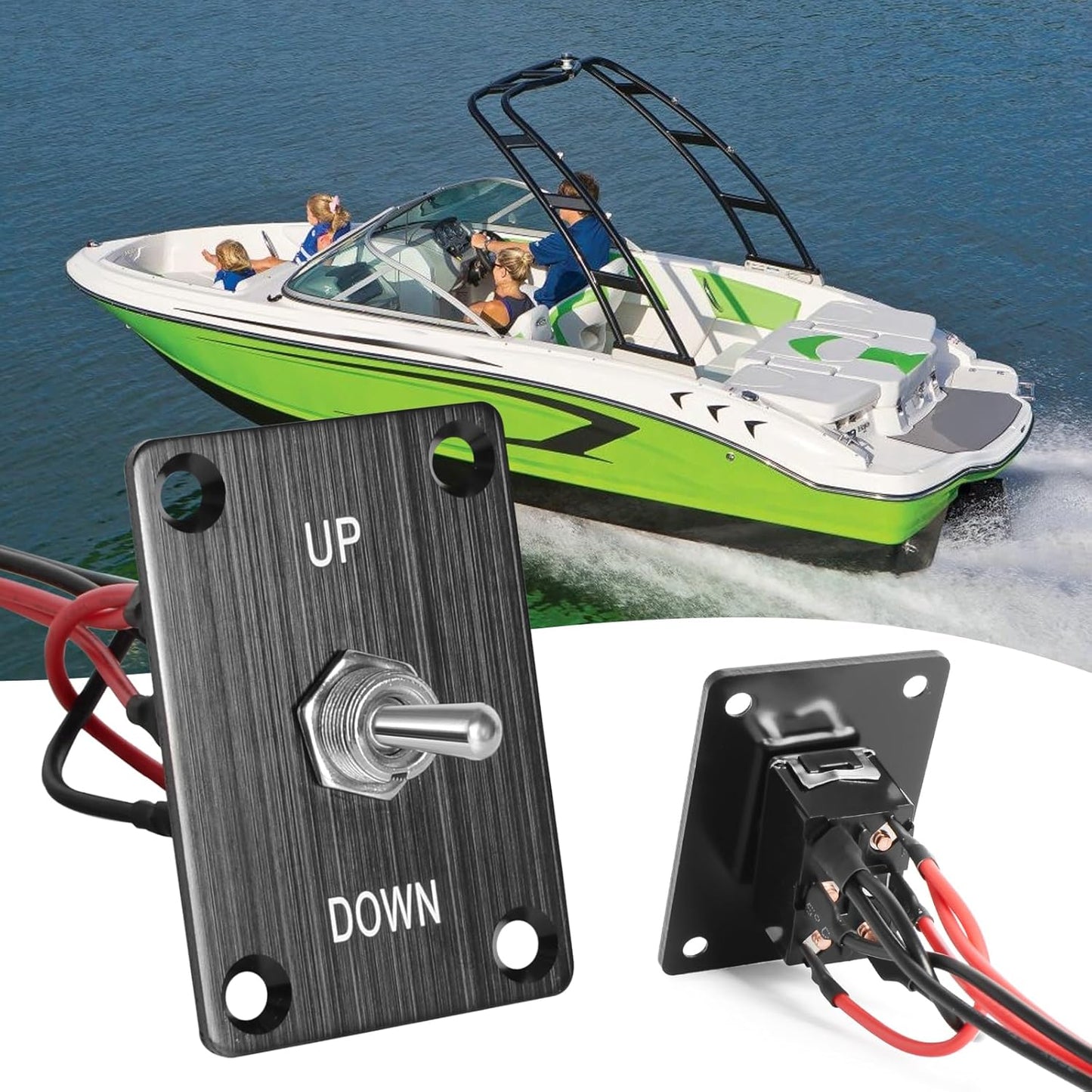 Button Switch Rocker Switch Toggle Switch Self Reset Six Pin Three Position UP/Down Prewired Power Transfer Switch with Mounting Plate,Waterproof Cap.