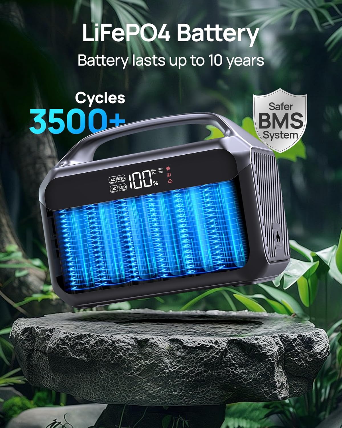 DaranEner Portable Power Station 600W, 288Wh LiFePO4 Battery Backup Power w/2×600W AC Outlets (1200W Surge), 2.2H Fast Charging, Solar Generator for Outdoor Camping/RVs/Home Emergency (Solar Optional)
