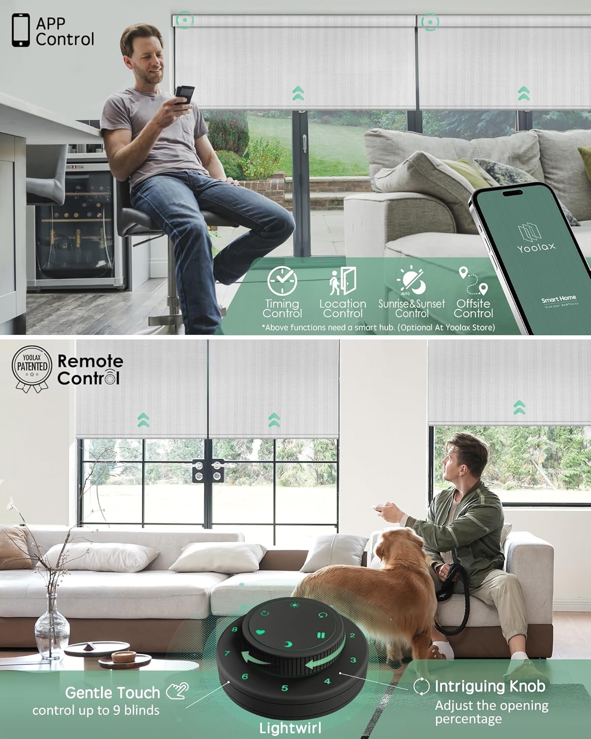 Yoolax Motorized Blinds with Remote, Smart Blinds for Windows Blackout Automatic Shades Compatible with Alexa Remote Control Roller Window Shades with Valance, Custom Size (V-Jungle White)