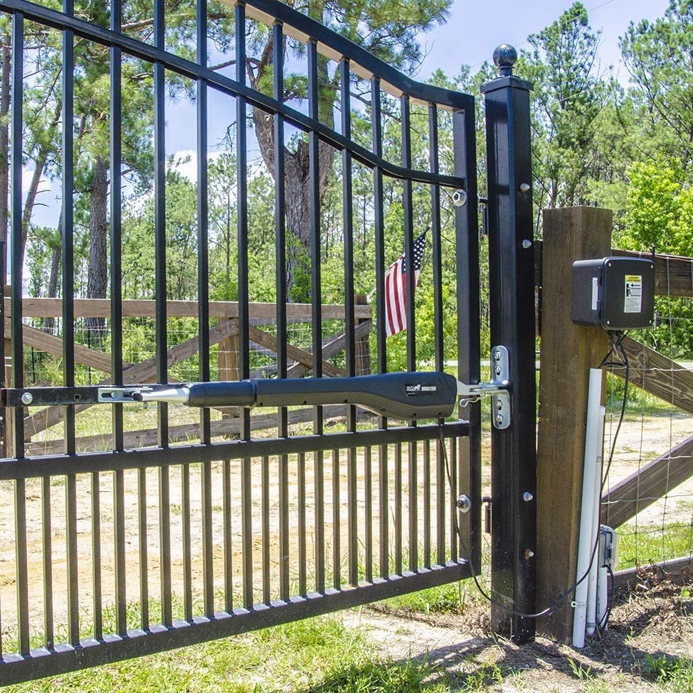 Mighty Mule Gate Opener, Solar Ready, Automatic Gate Opener for Single Swing Gates up to 850lb or 18ft, with Precision Installation Ruler, Upgraded Kit, MM571W-A