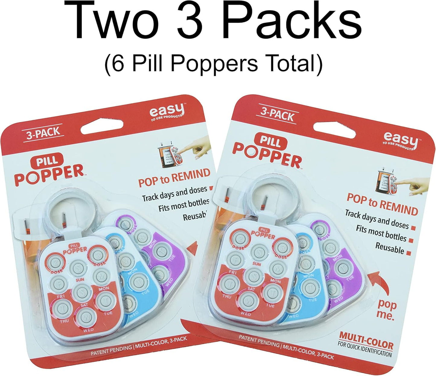 Pill Popper - Memory Aid Medication Dose Tracker (6 Pack)