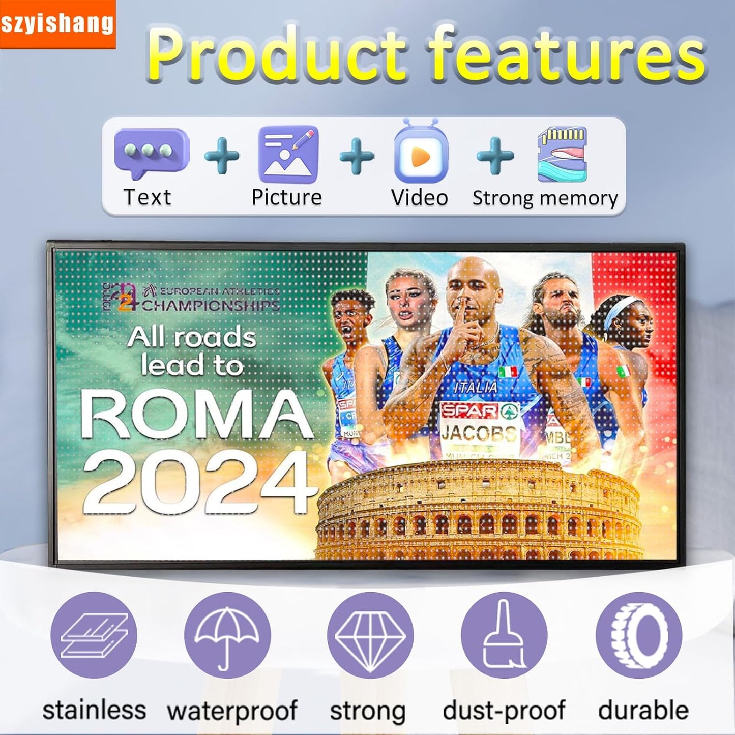 P5 Outdoor Waterproof 65"x34" Programmable LED Sign Board - Full Color Scrolling Display with High-Resolution Text/Image/Video for Business Advertising